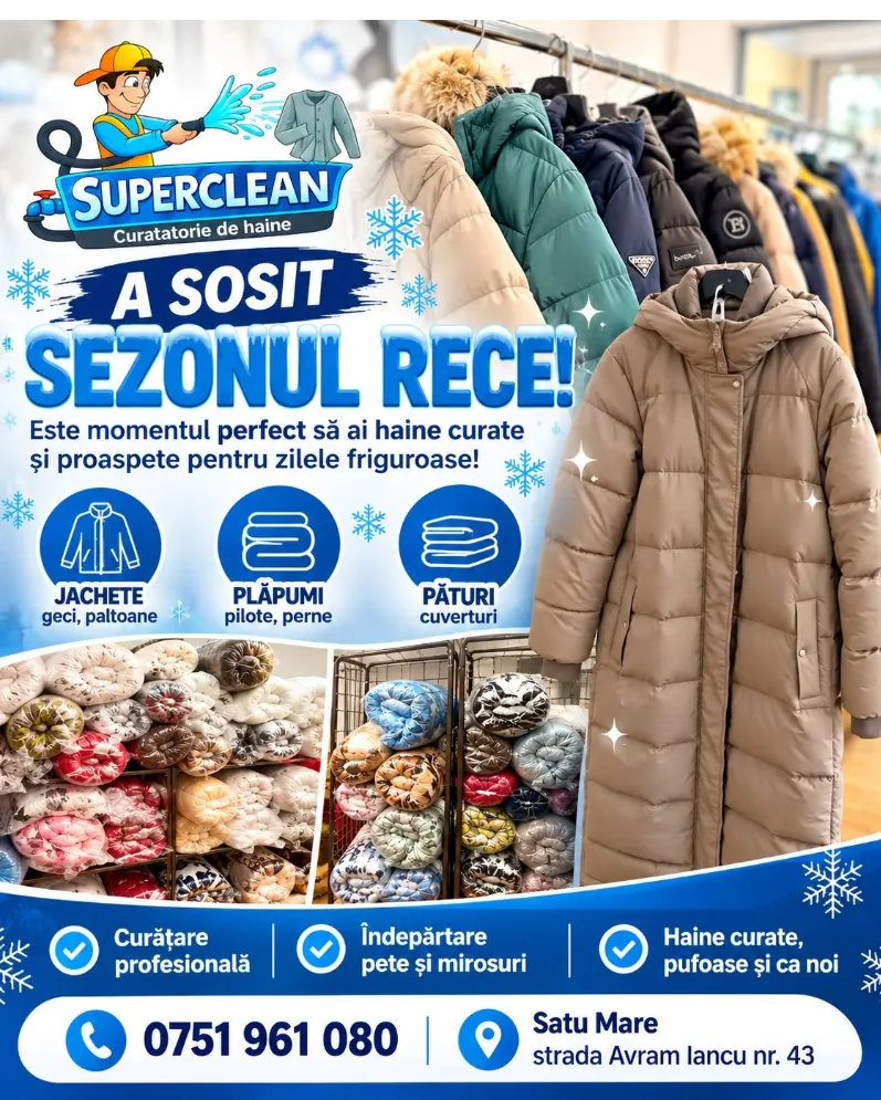 Ofertă SuperClean: a sosit sezonul rece, curățare geci, plăpumi și pături